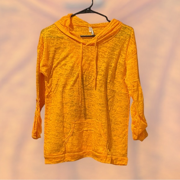 🆕 Burnout Hoodies - Delicate - Lightweight - Chiffony Lace - Tangerine NWOT - Picture 5 of 9